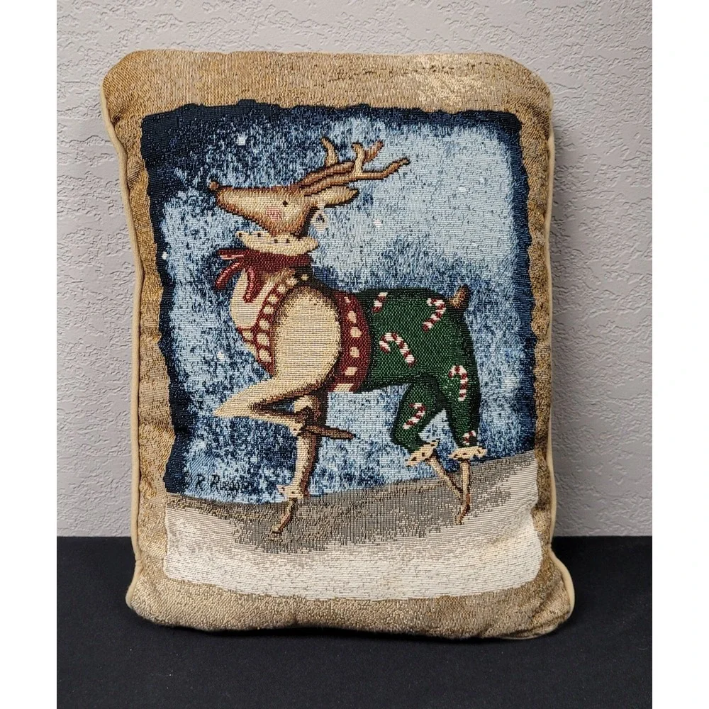 2 Christmas Pillows Reindeer Dressed Up Christmas Pillows